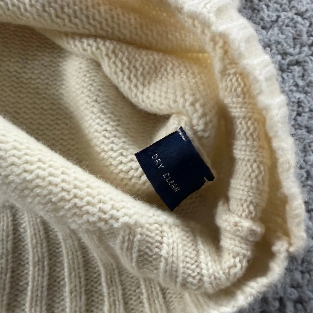Polo Ralph Lauren Mens Cream 100% Lambswool V-Neck Pony Logo Sweater Large